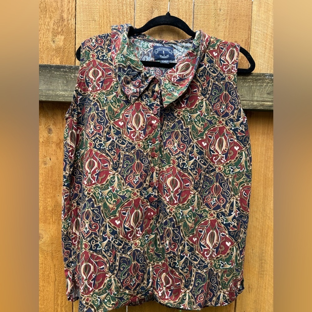 Vintage‎ SOLUTIONS Womens Casual Button Down Collared Blouse Cottagecore Medium - Picture 3 of 6